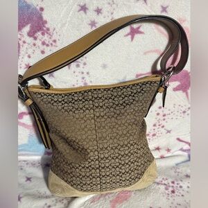 Coach Tan and Brown Signature Crossbody Bag